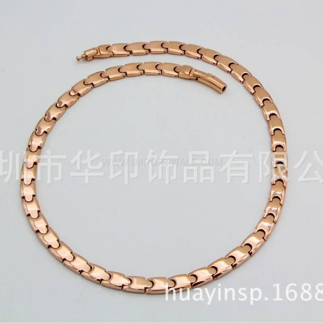 Premium Minimalist Pure Titanium Magnetic Link Couple Necklace