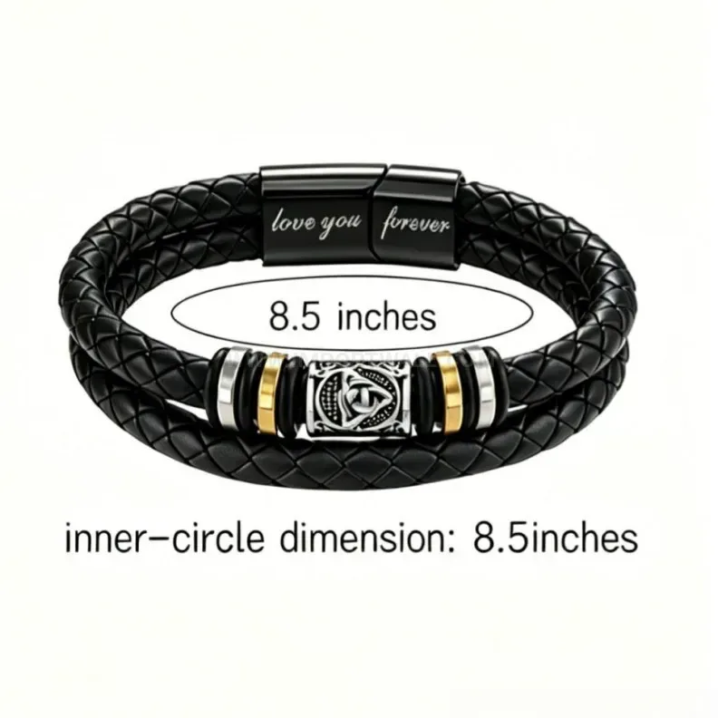 Classic Braided Leather Stainless Steel Magnetic Bracelet With Gift Card