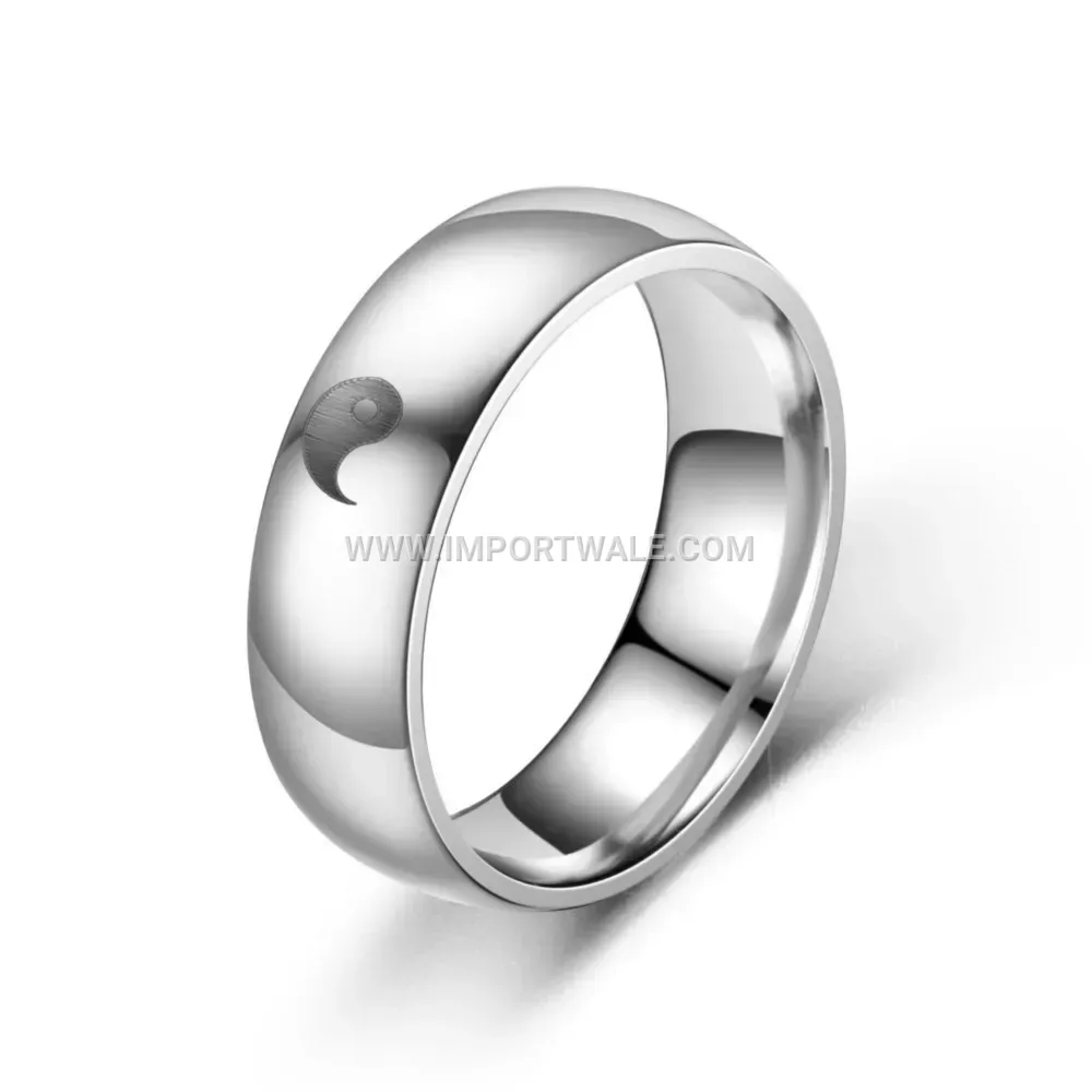 Stainless Steel Tai Chi Bagua Symbol Couple Ring Band