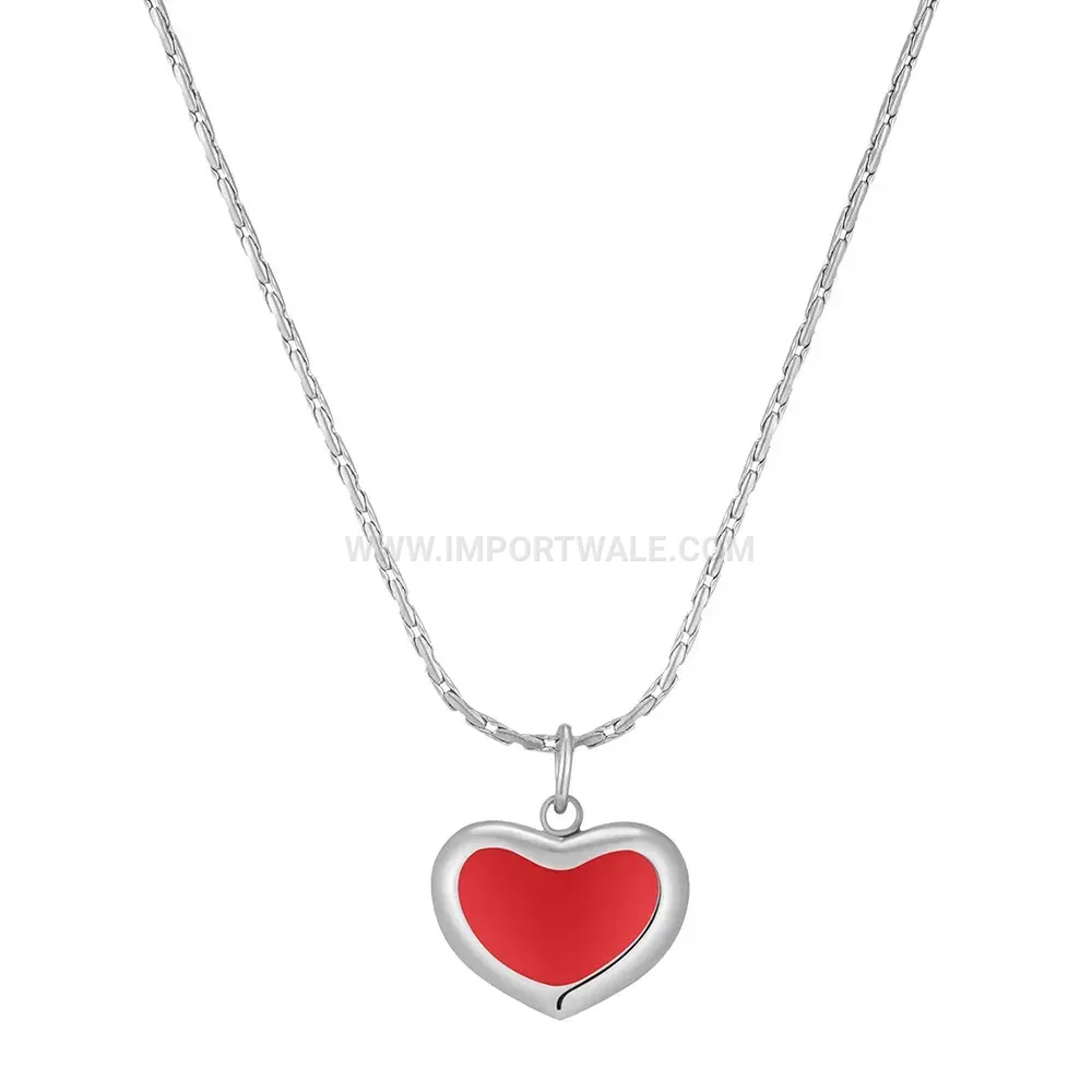 Red Heart Drip Glaze Stainless Steel Collar Chain Necklace