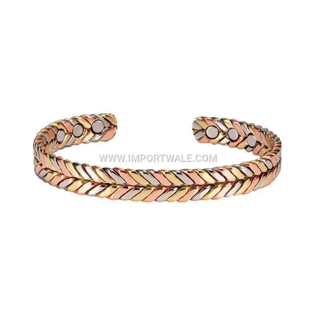 Vintage Tri-Tone Pure Red Copper Tree Branch Magnetic Cuff