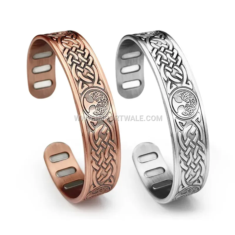 Celtic Lotus Tree Of Life Copper Magnetic Open Cuff