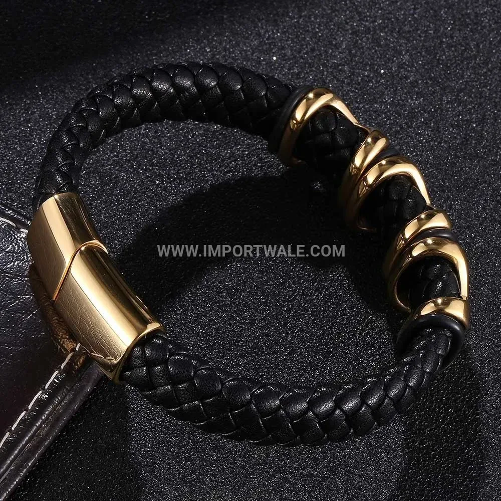 Gold Plated Stainless Steel Cross Link Adjustable Bracelet
