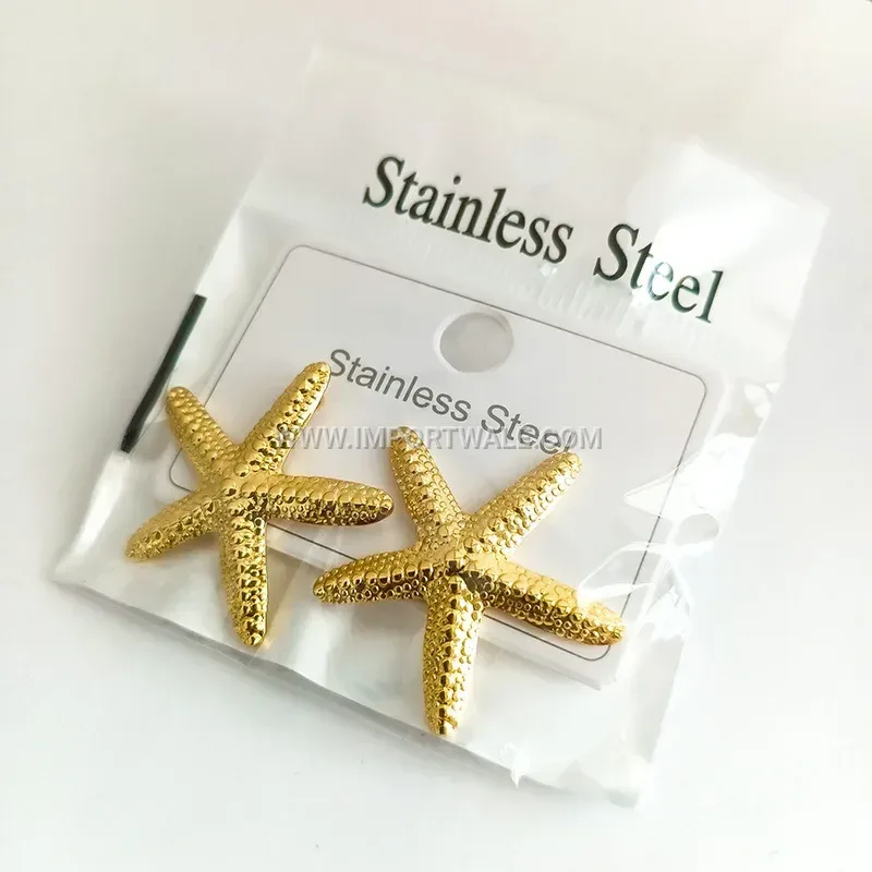 Gold Plated Stainless Steel Heart Stud Earrings