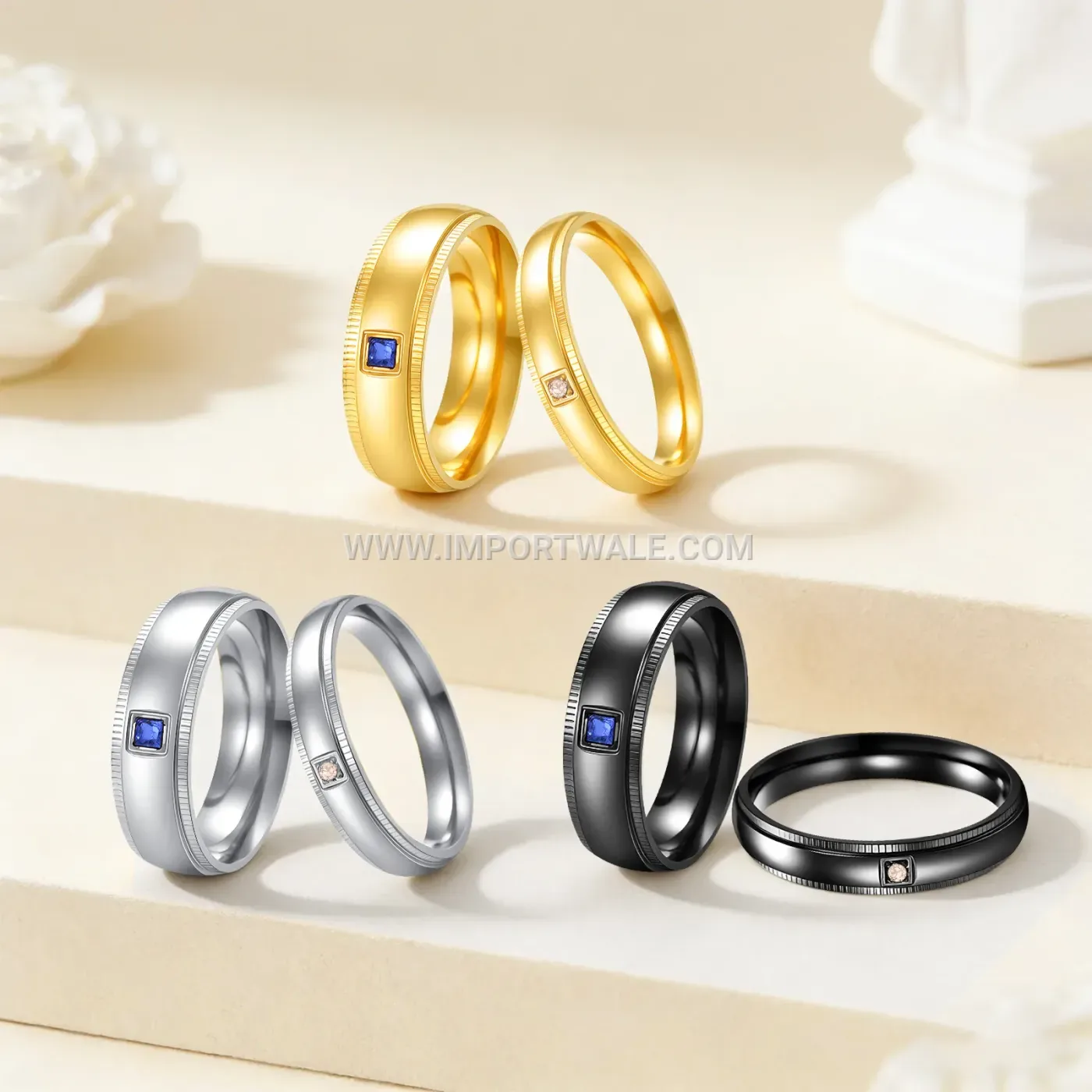 Matte Black Stainless Steel Engraved Crown Ring