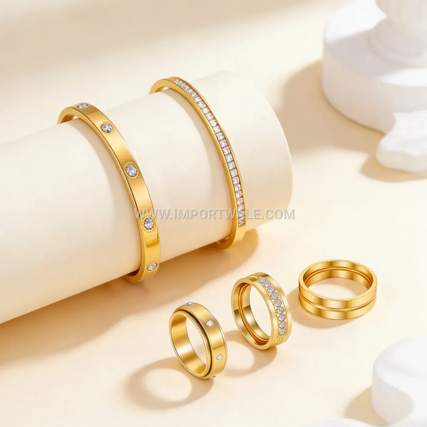Crystal Accent Stainless Steel Jewelry Set