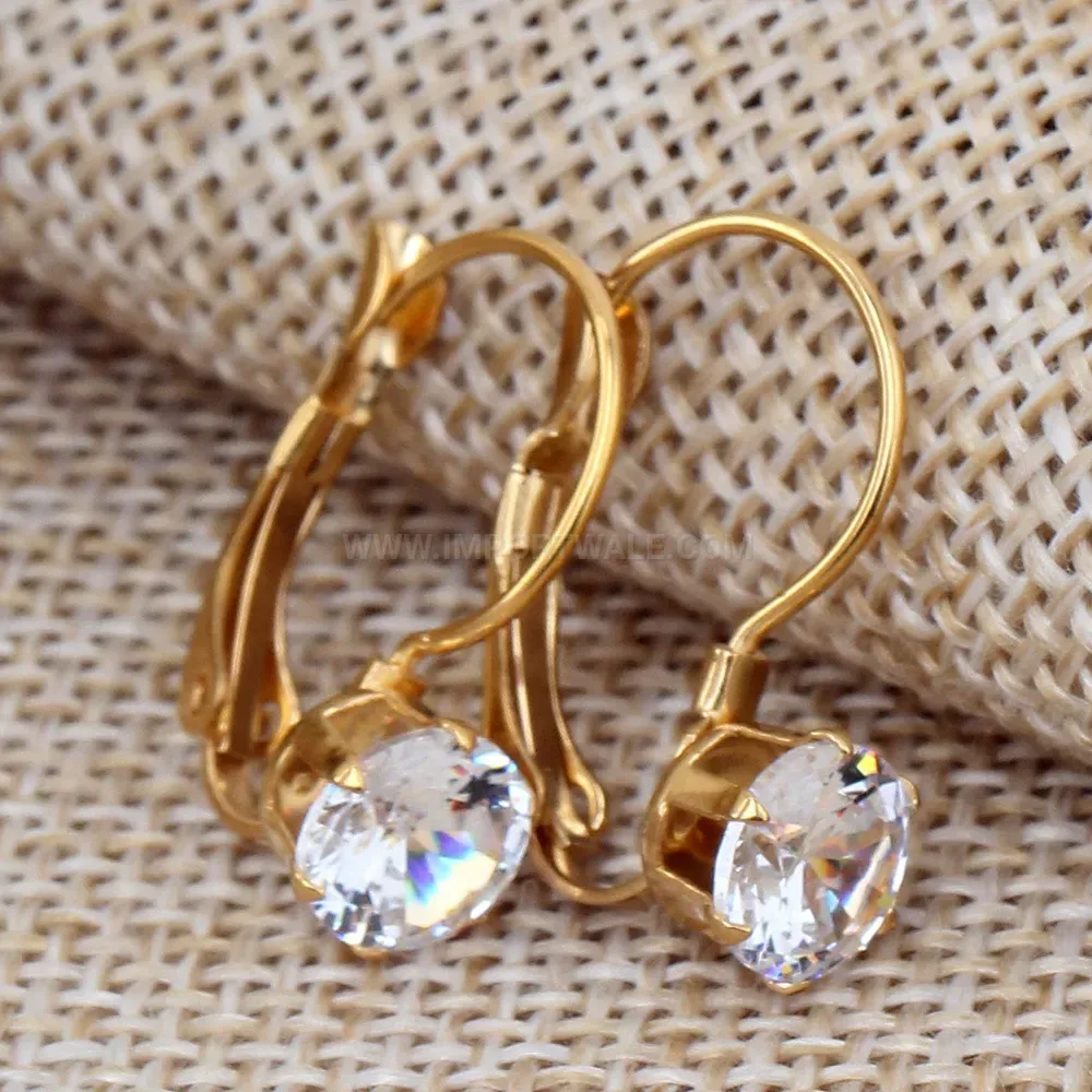 Fashion Sparkling Cubic Zirconia Drop Stainless Steel Earrings