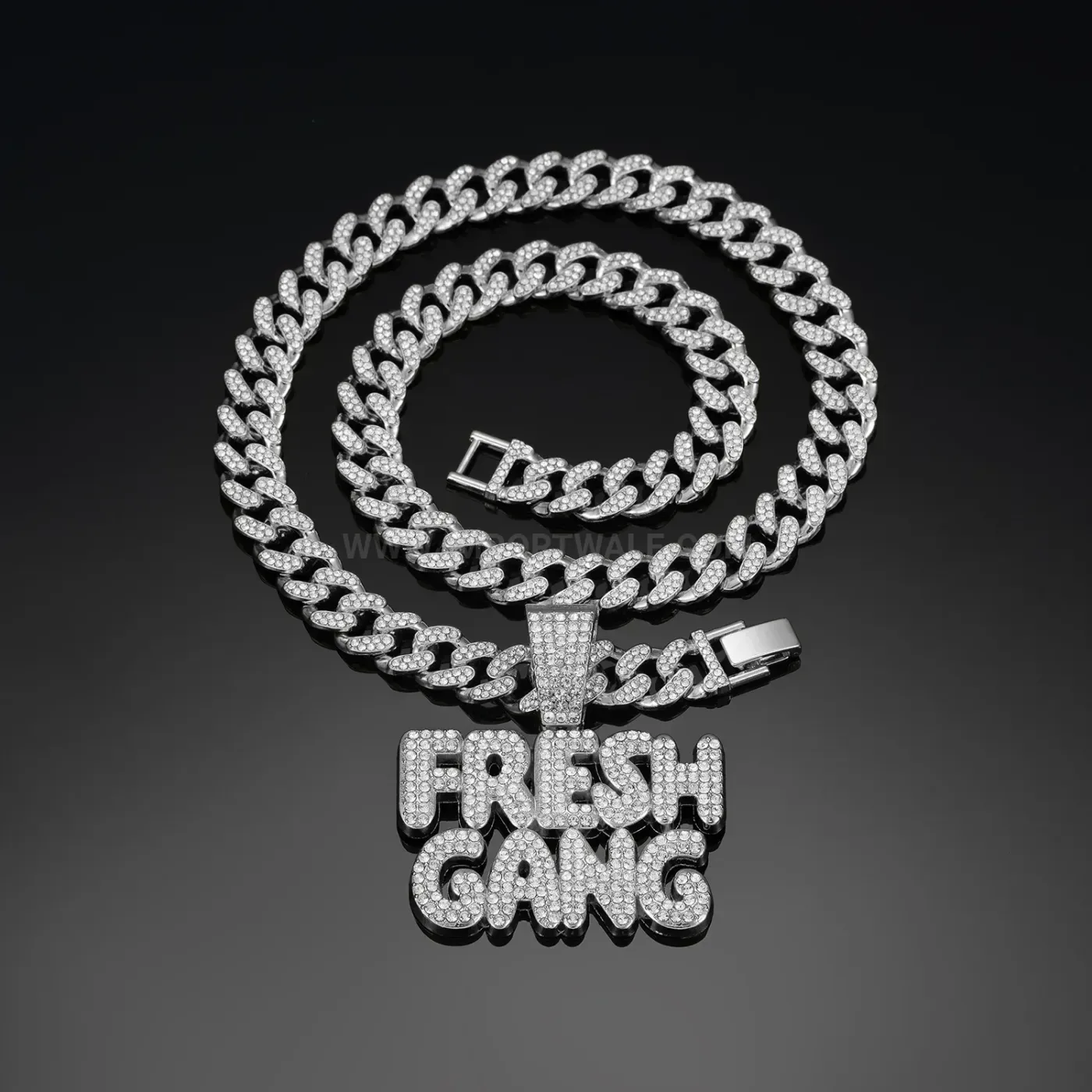 Designer Letter Tag Pendant Miami Cuban Link Chain Necklace
