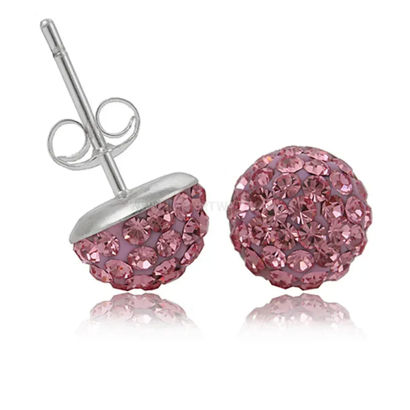 Classic Sparkling Half-Circle Czech Crystal Stainless Steel Stud Earrings