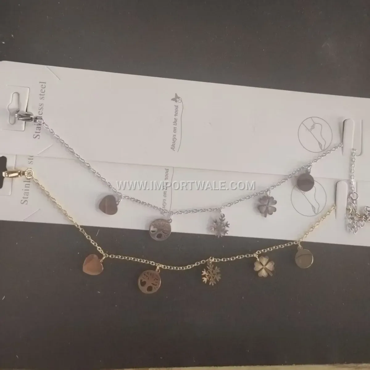 Vintage Snowflake Stainless Steel Charm Anklet