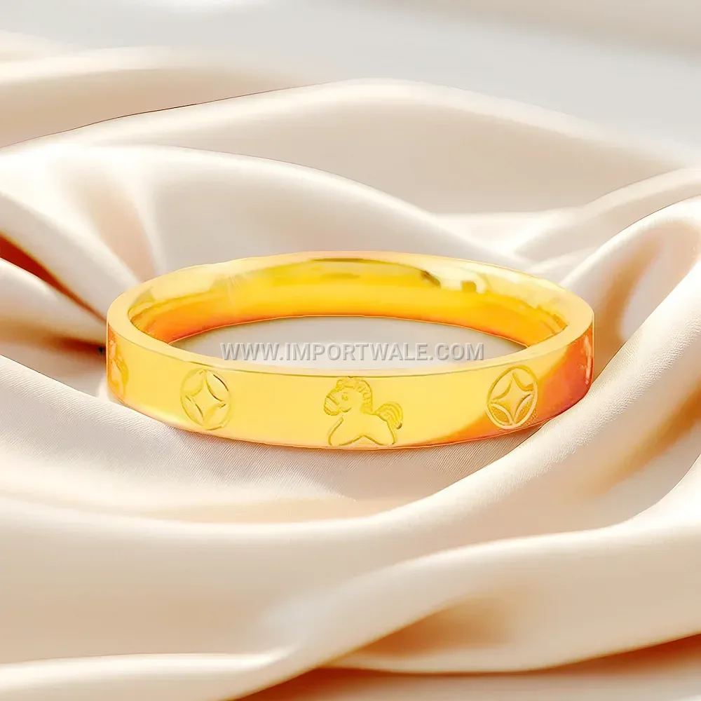 Gold Plated Stainless Steel Horse Motif Band