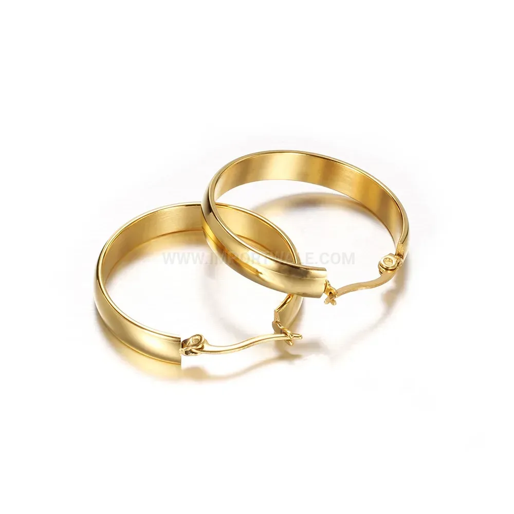 Classic Hollow Circle Stainless Steel Hoop Earrings