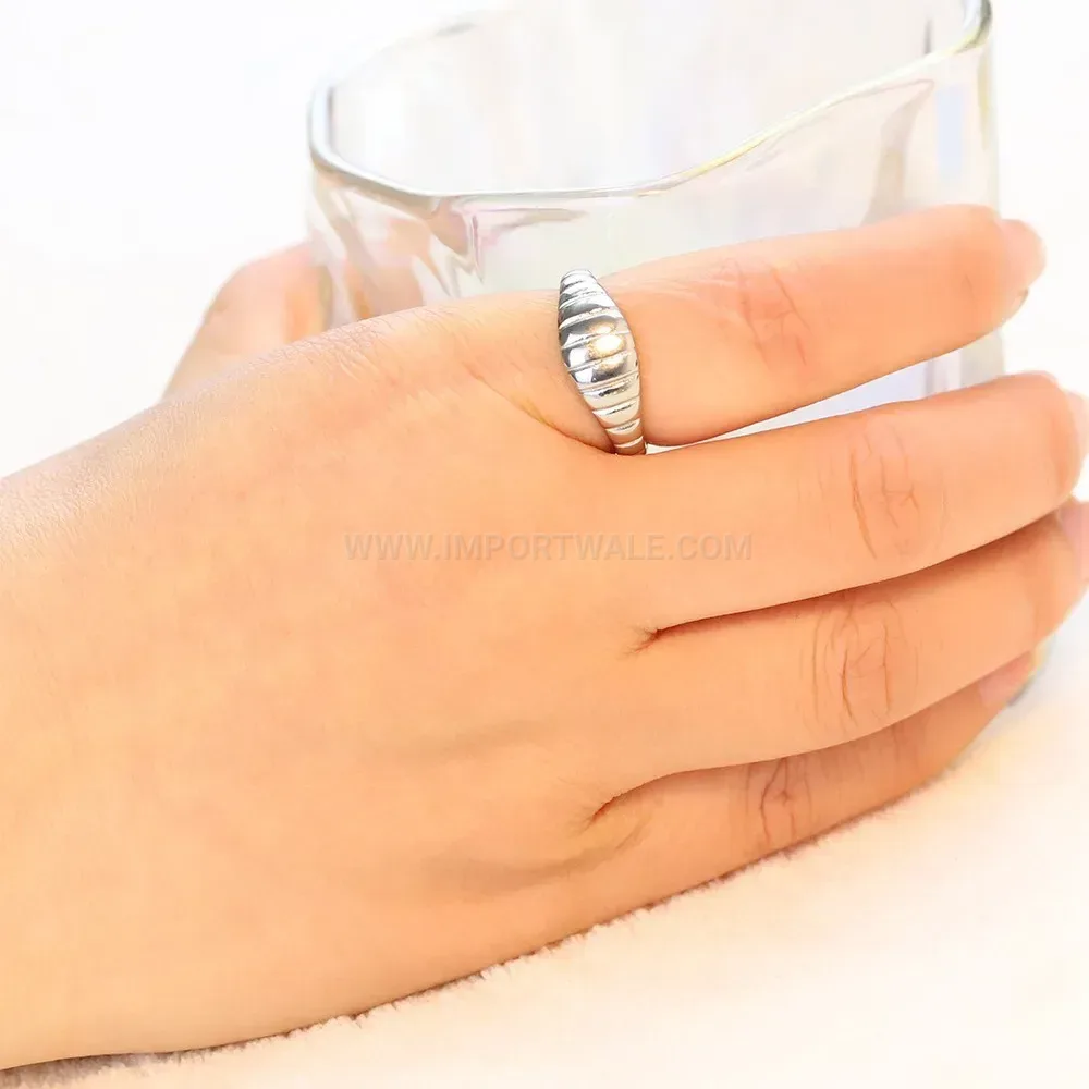 Bold Ribbed 18K Gold Plated Stainless Steel Ring