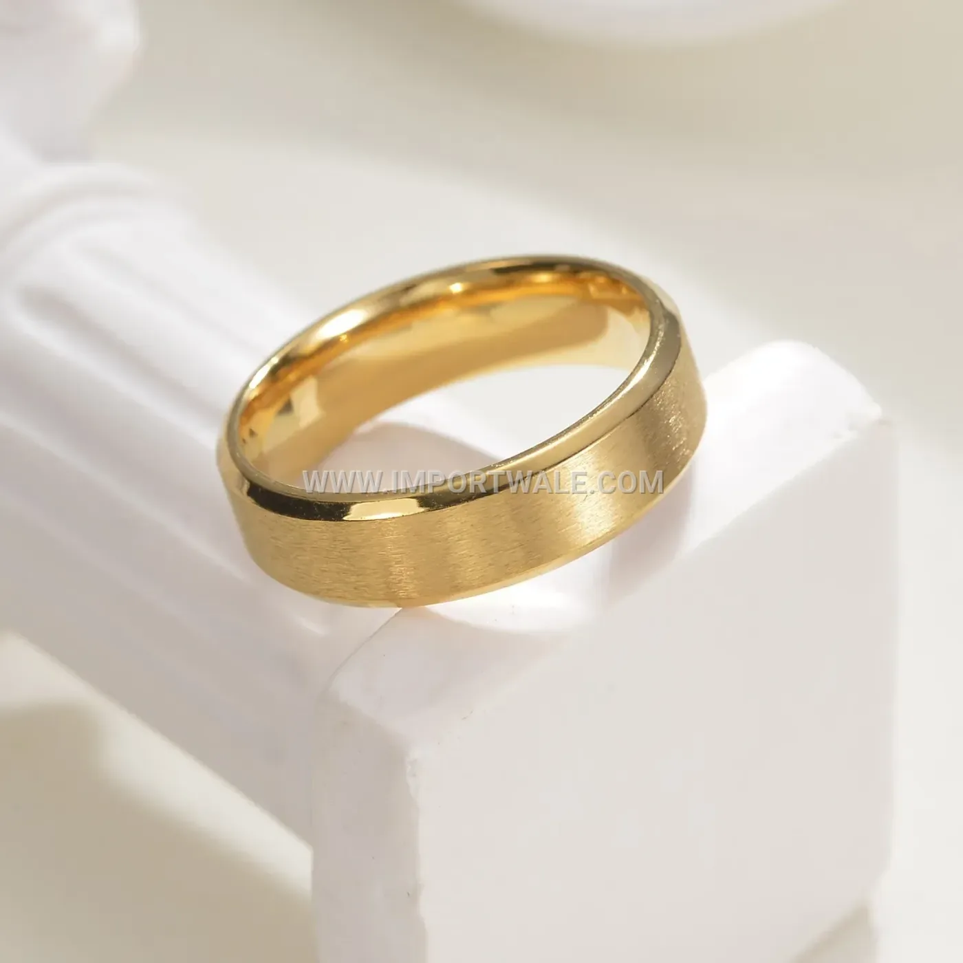 Minimalist Plain Gold Plated Stainless Steel Couple Band