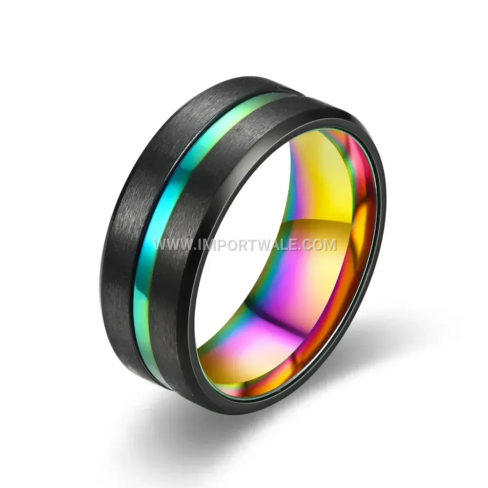 Two-Tone Plated Stainless Steel Band Ring