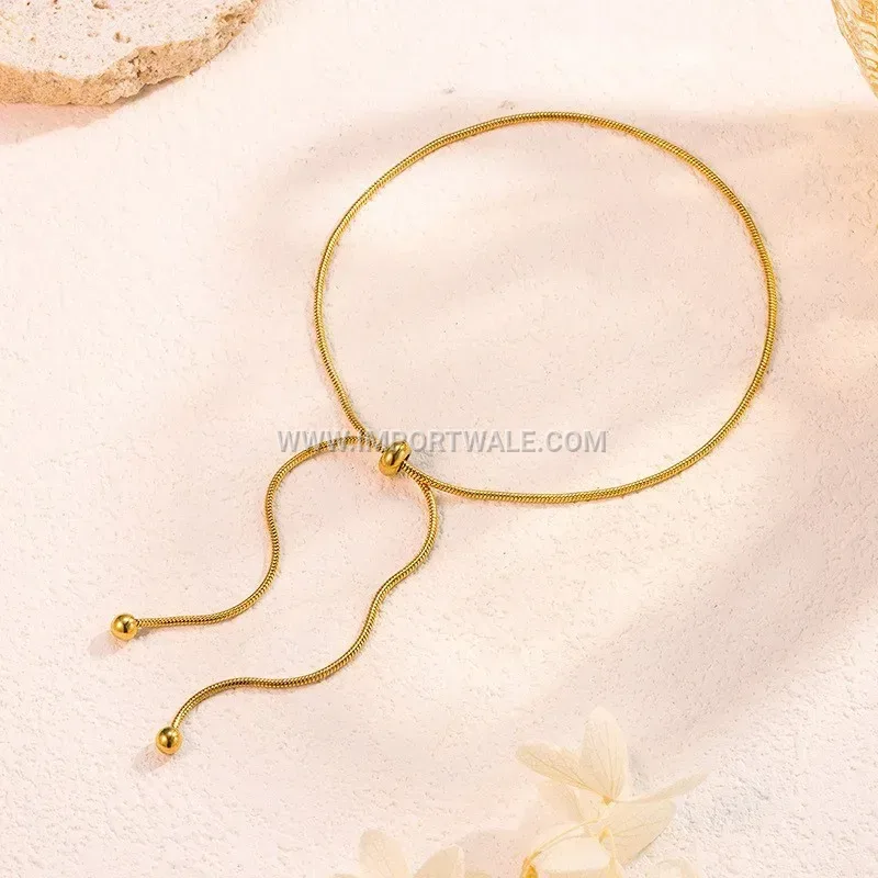 Sleek Adjustable Titanium Steel Snake Chain Anklet