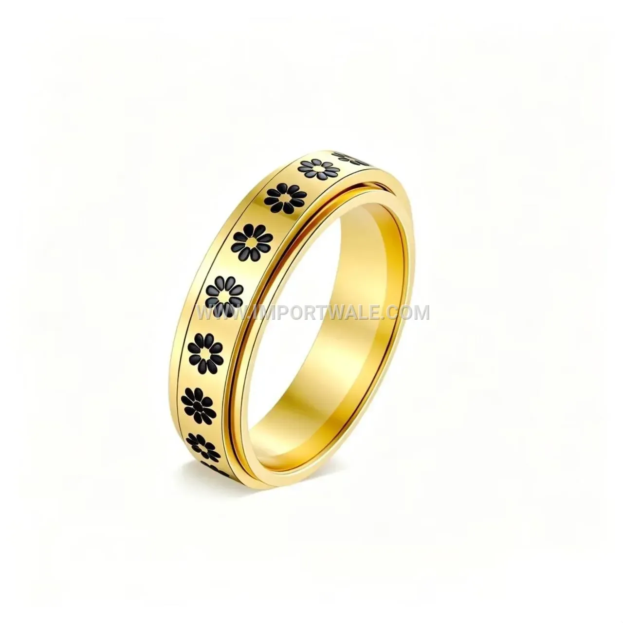 18K Gold Plated Rotatable Stainless Steel Zircon Ring
