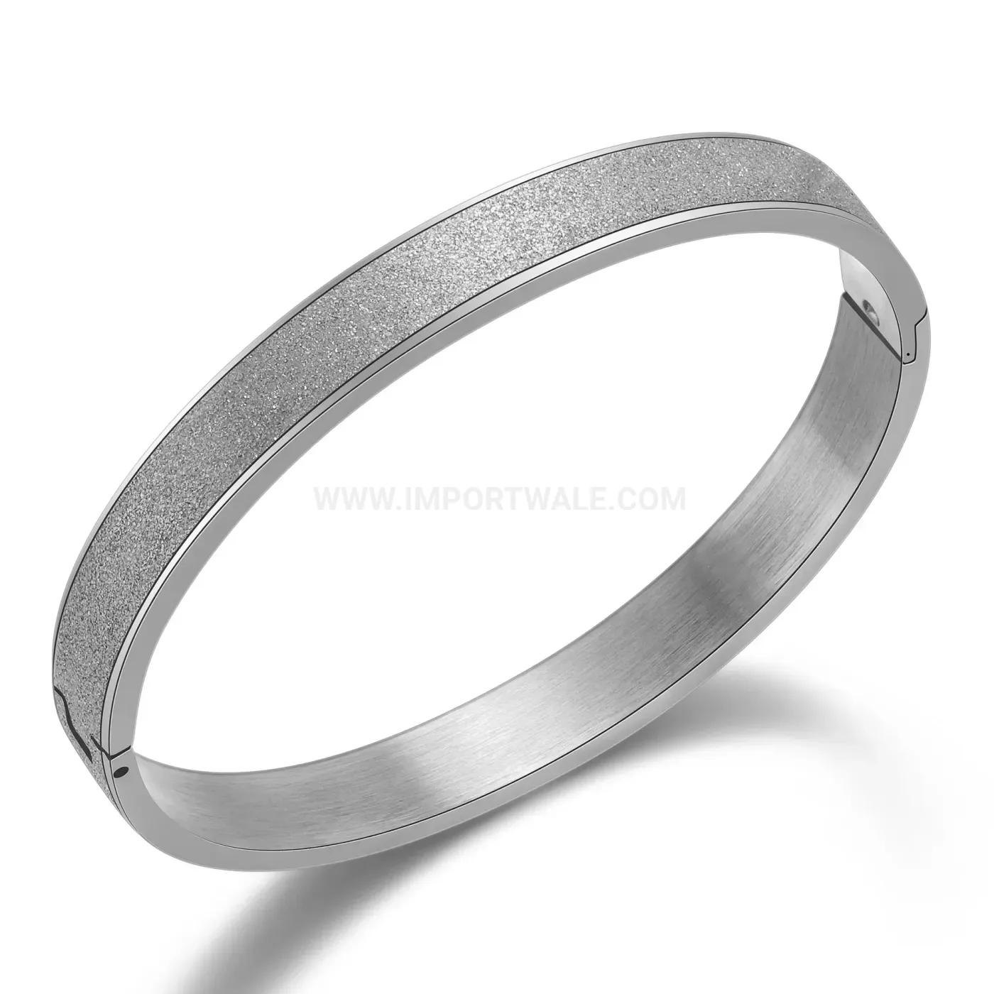 Designer Frosted Finish Stainless Steel Hinged Bangle Bracelet