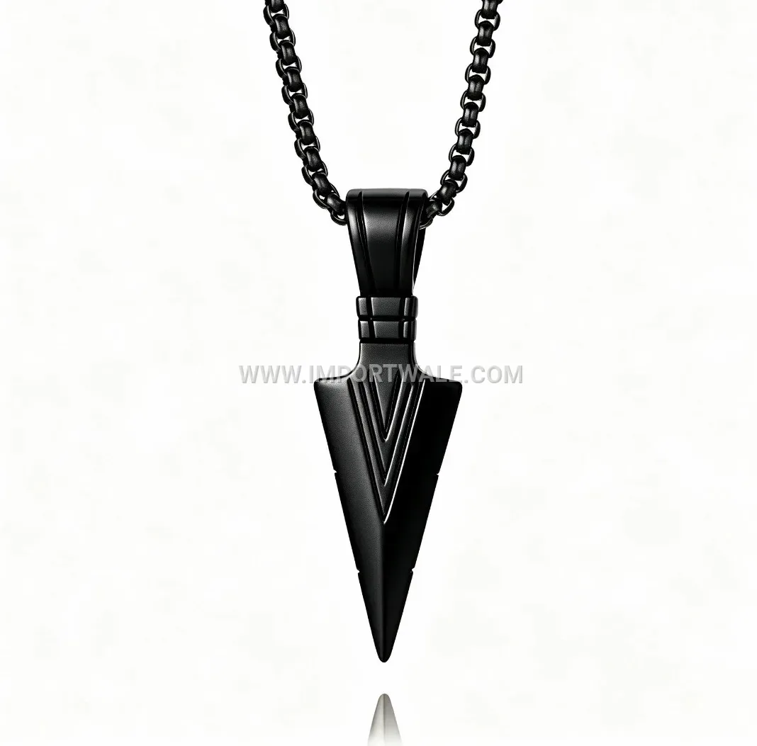 Streetwear Steel Triangular Spearhead Pendant Necklace