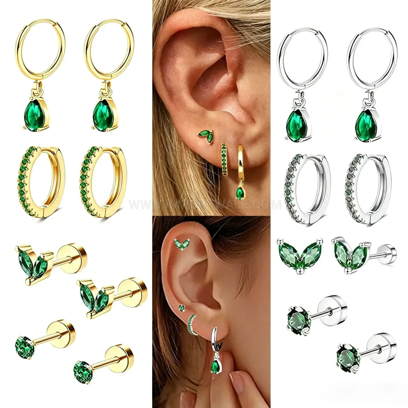 Trendy Delicate Stainless Steel Geometric Piercing Earring Set for Stacking