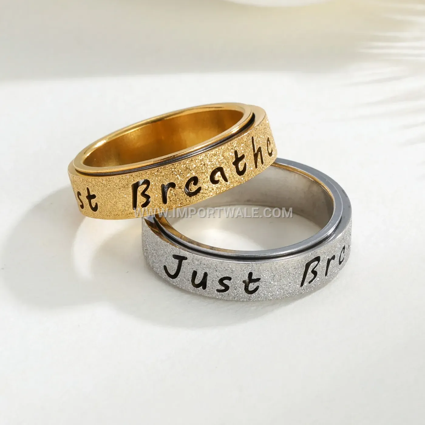 Geometric Rotatable Stainless Steel Stress Relief Band Ring