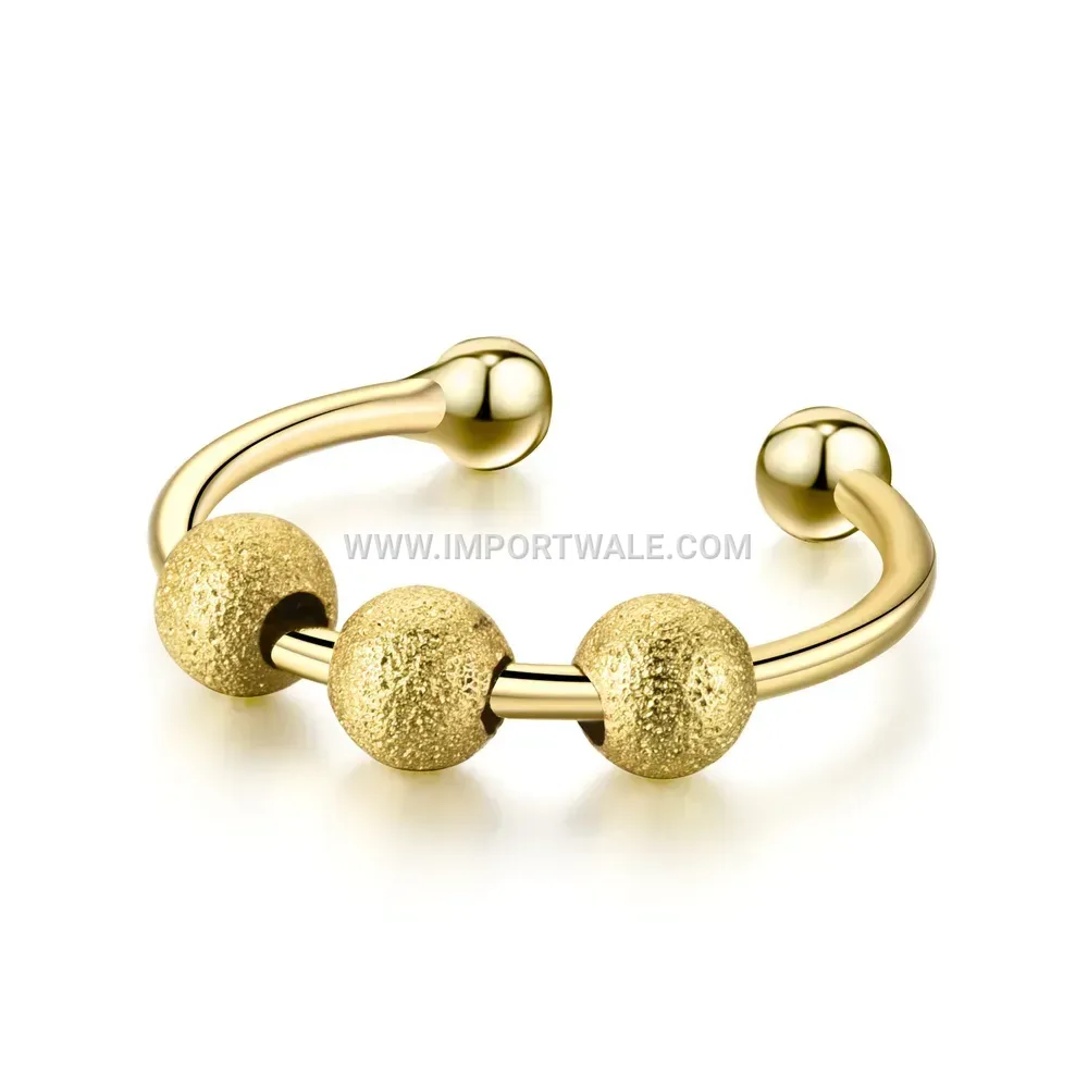 Adjustable Stainless Steel Spinner Ring with Pearl Beads