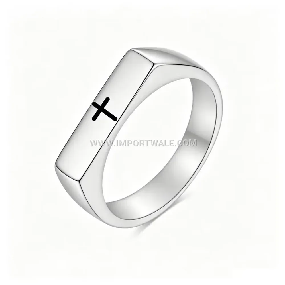 Christian Cross Engraved Stainless Steel Eternity Band