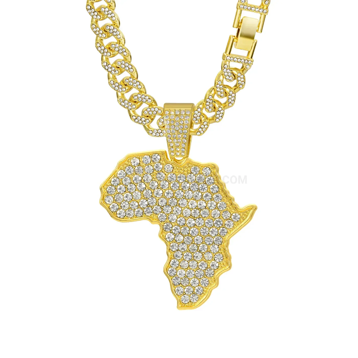 Thickened Iced Out World Map Medallion Pendant
