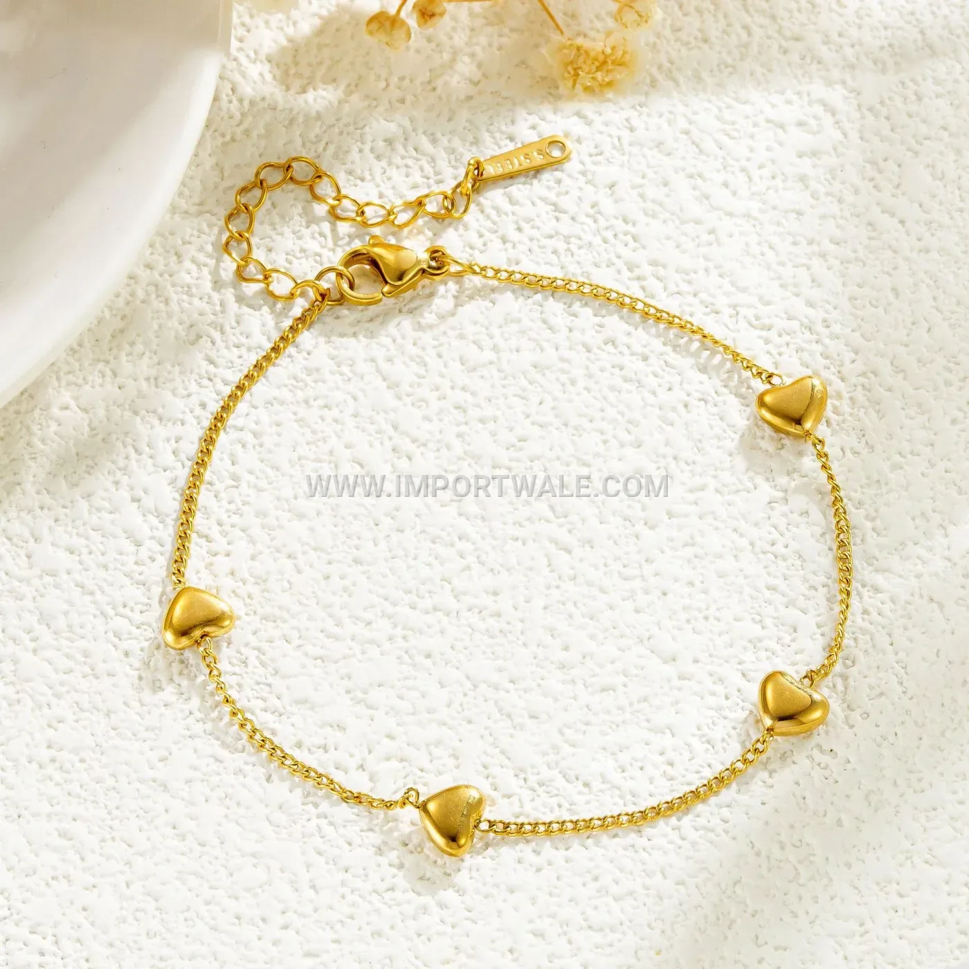 Delicate Stainless Steel Mini Heart Charm Premium Anklet Anti Tarnish
