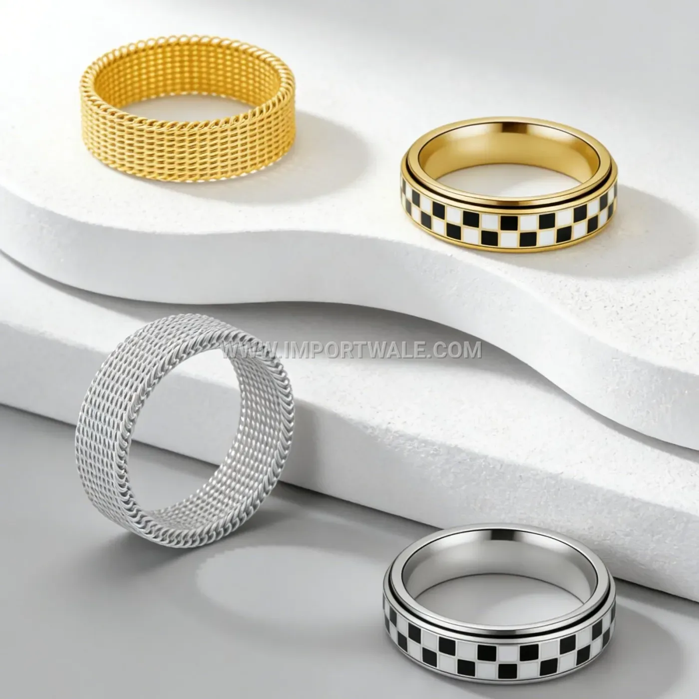 Mantra Engraved Stainless Steel Spinner Band Ring