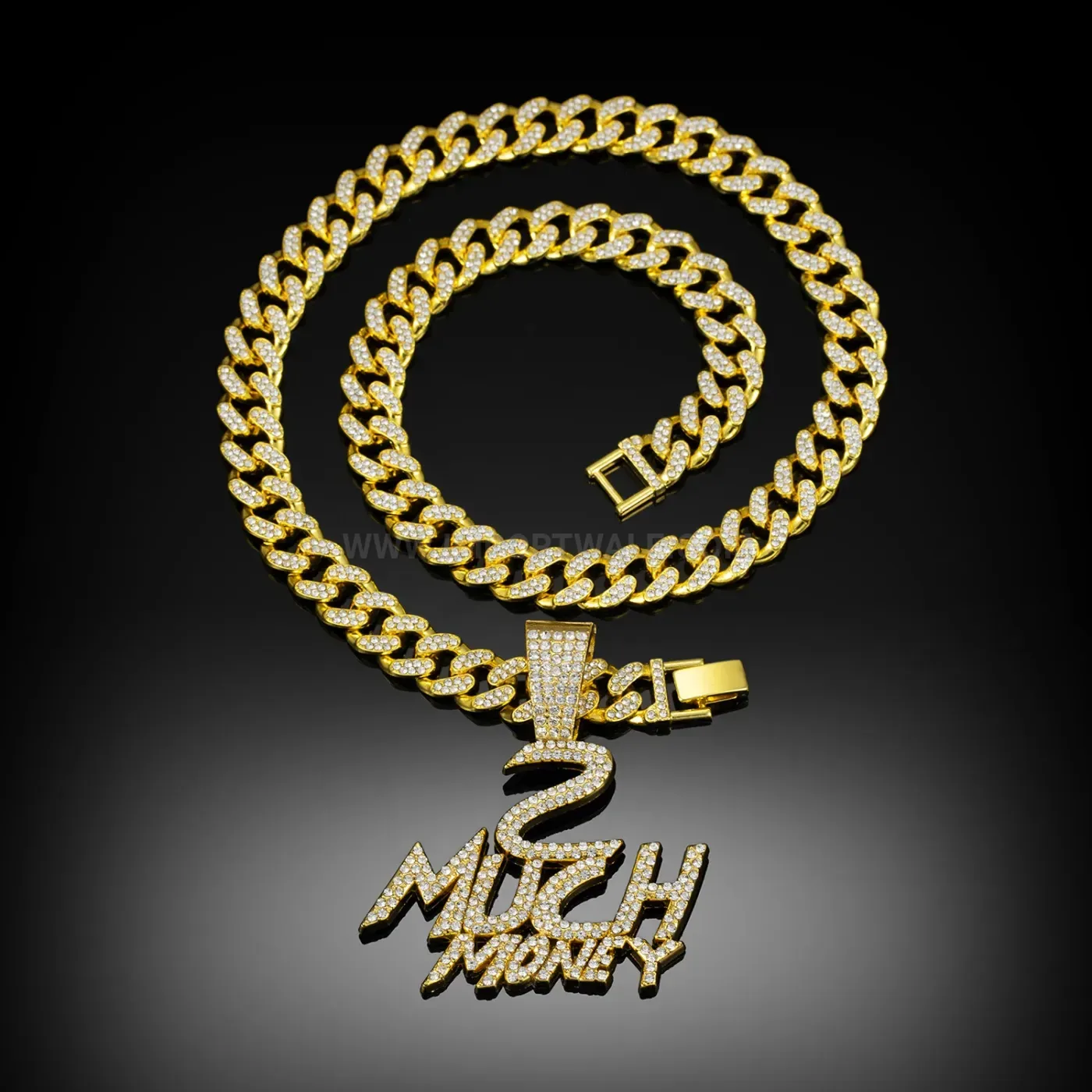 Fashion Iced Out Money Letter Pendant Cuban Necklace