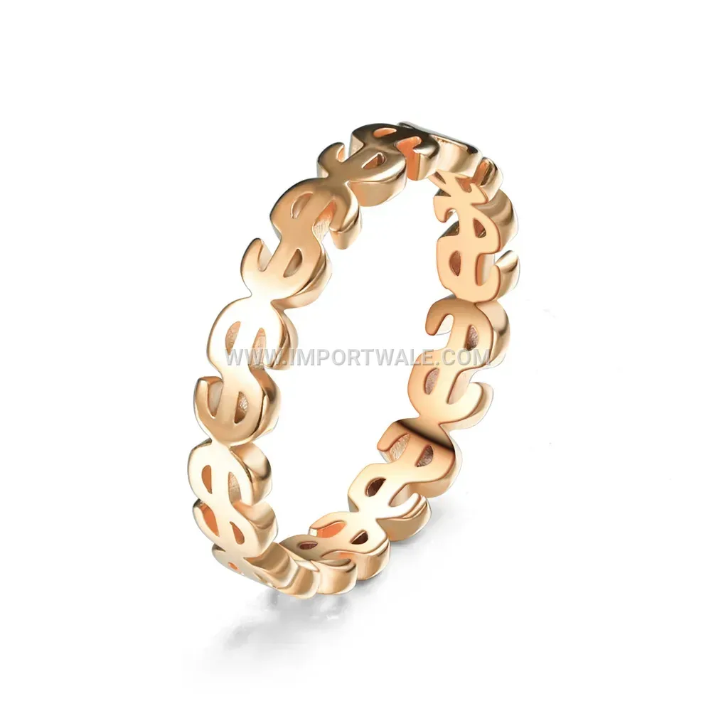 Cutout Dollar Sign Stainless Steel Band Ring