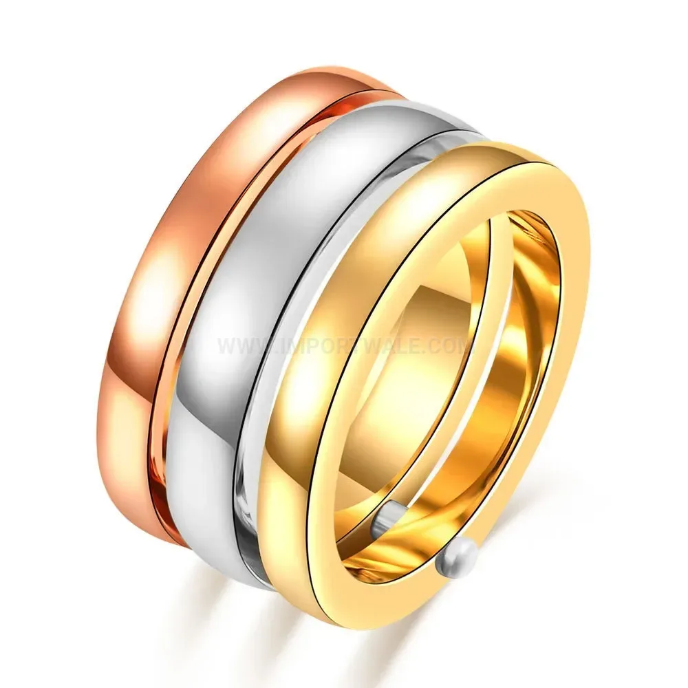 Elegant Interlocking Triple Band Stainless Steel Statement Ring