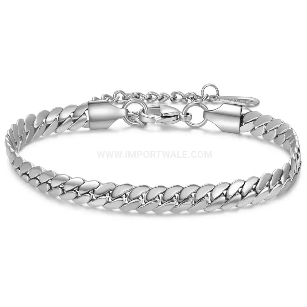Sleek 6mm Stainless Steel Cuban Link Chain Bracelet