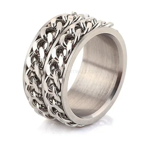 Bold Vintage Double Row Chain Link Stainless Steel Band
