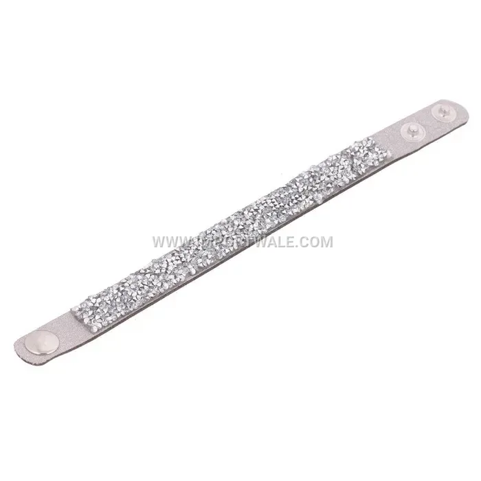 Men's Punk Rhinestone Leather Wristband Cuff Bracelet