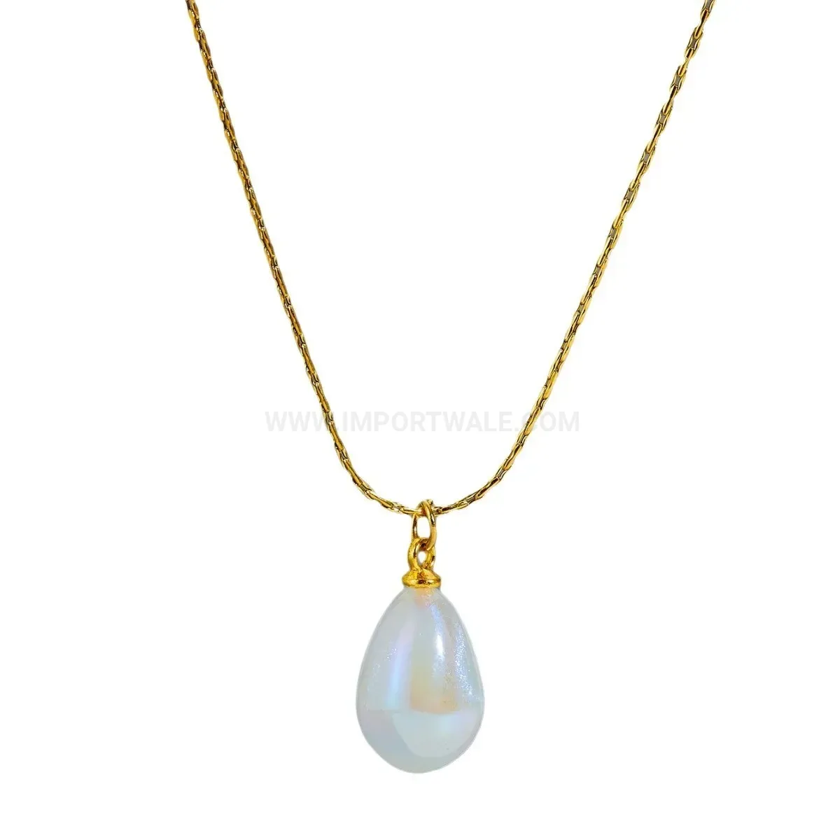 Modern Minimalist Titanium Steel Waterdrop Pearl Pendant Necklace
