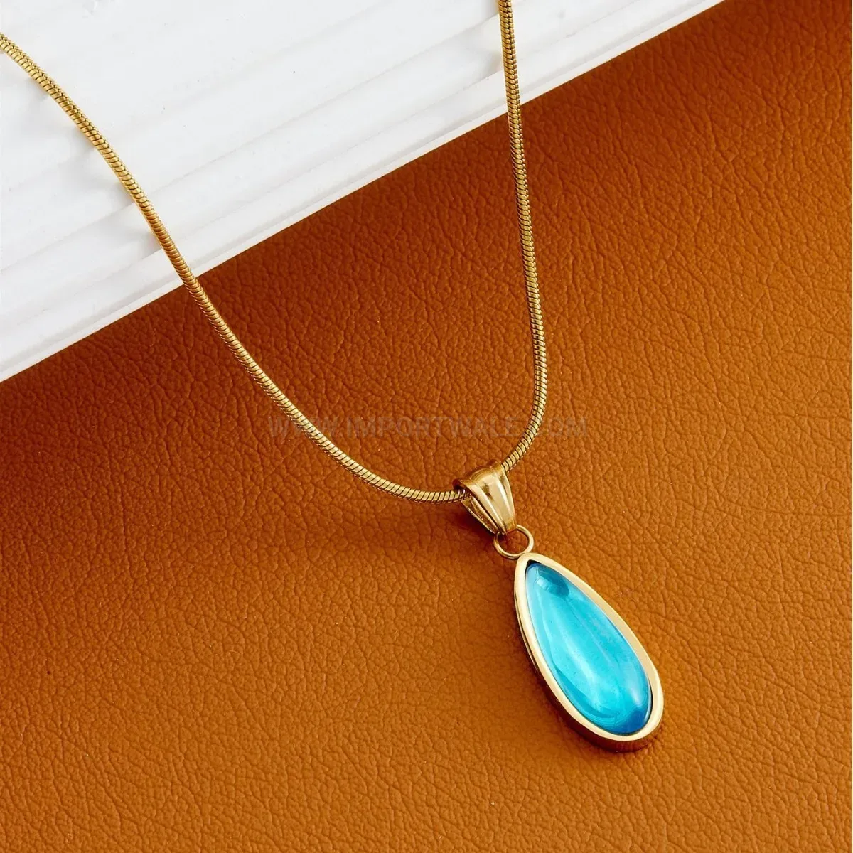 Chic Sleek Teardrop Titanium Steel Snake Chain Pendant Necklace
