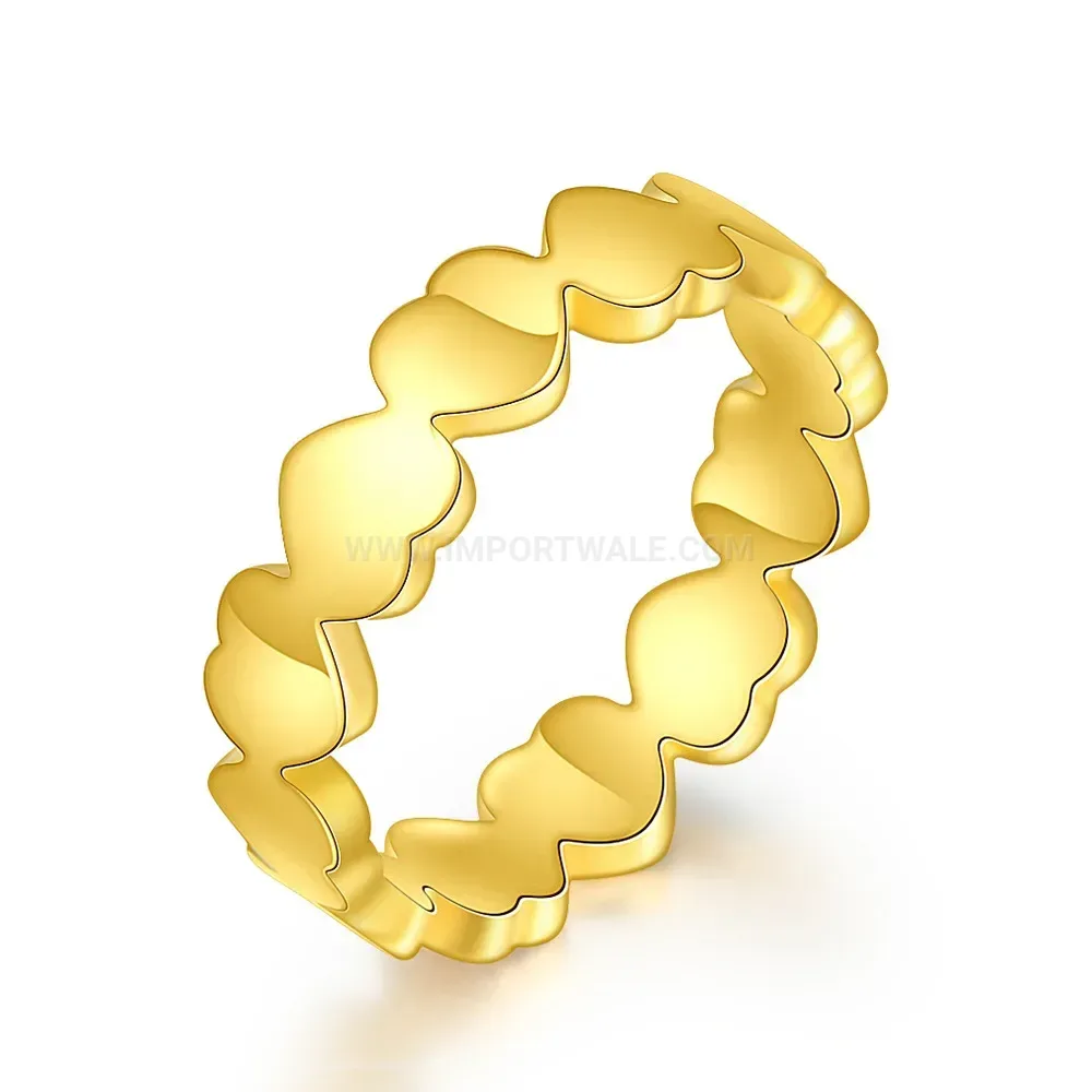 Fashion Minimalist Gold Plated Heart Band Stainless Steel Ring
