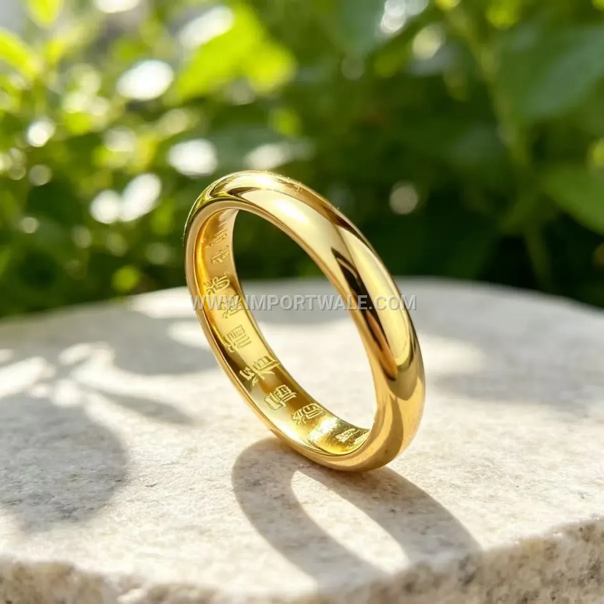 Engraved Character Stainless Steel Inner Band Minimalist Ring