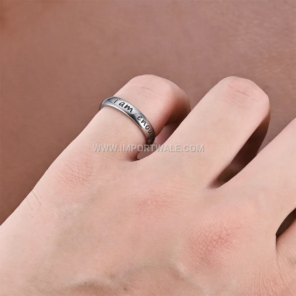 Engraved Stainless Steel Affirmation Band Ring