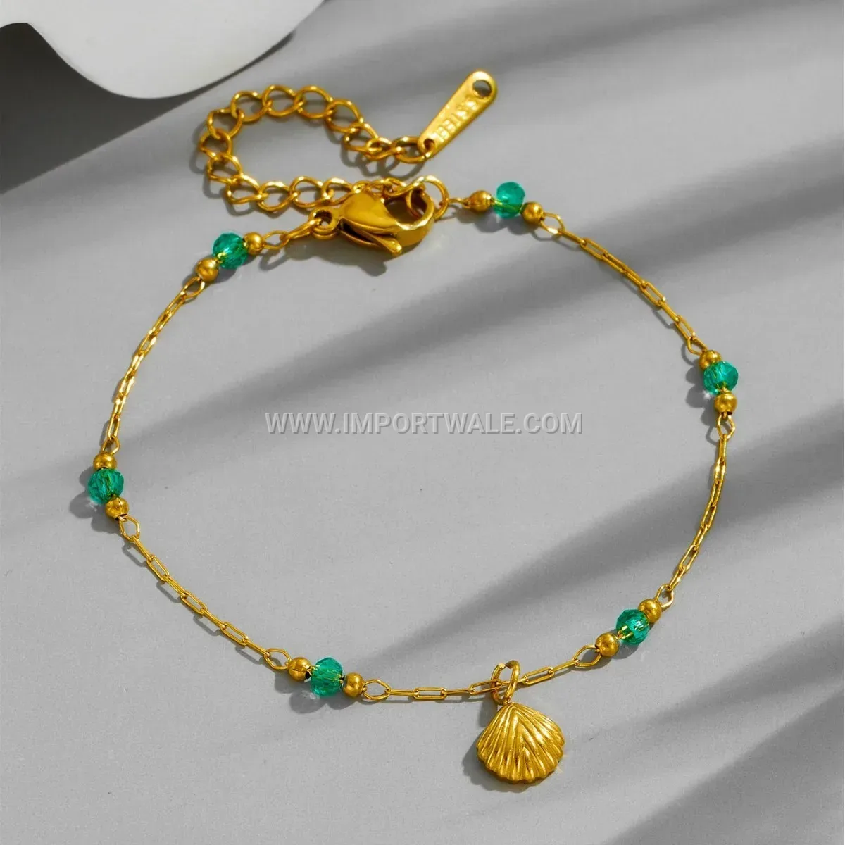 Green Shell Pendant Titanium Steel Anti Tarnish Anklet