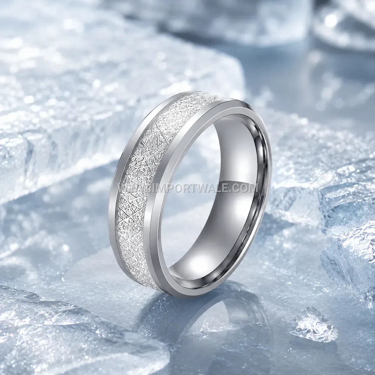 Polished Stainless Steel Geometric Frost Foil Ring