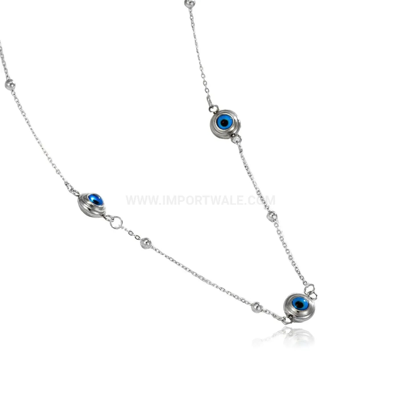 Classic Stainless Steel Vintage Evil Eye Beaded Pendant Necklace