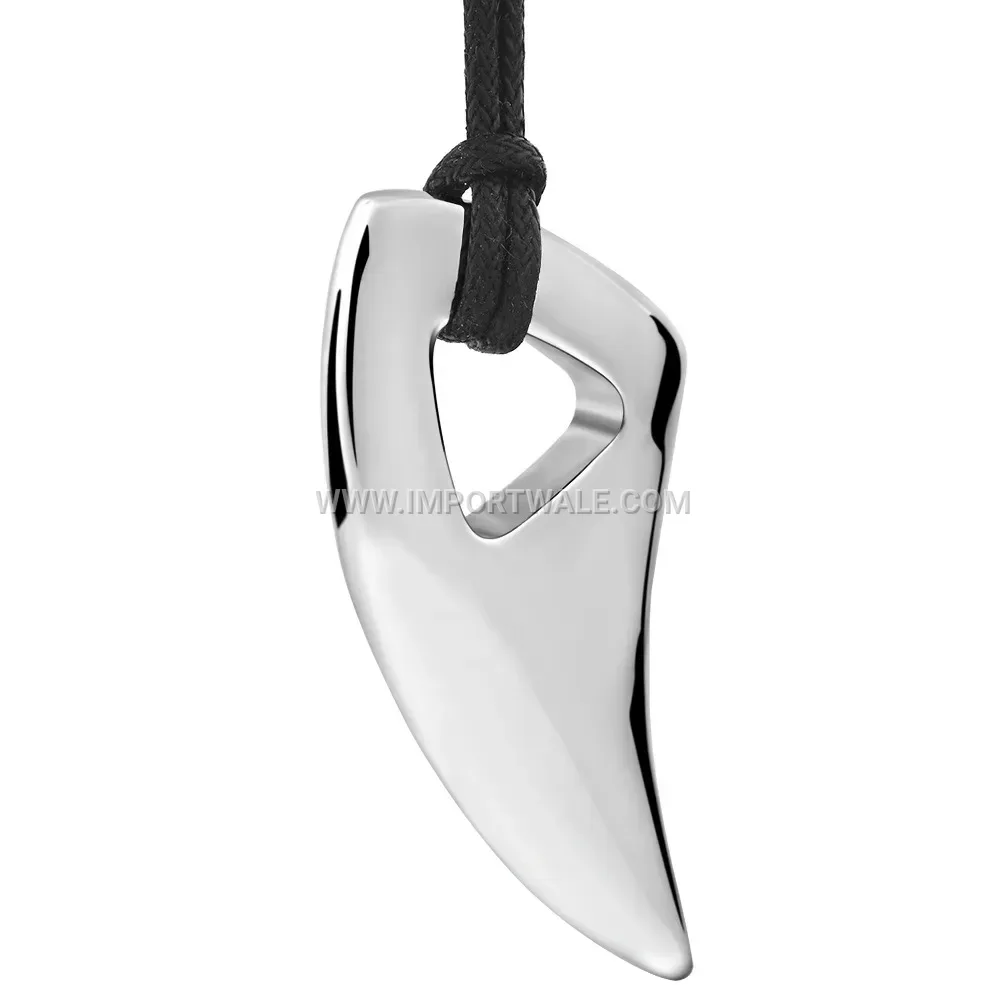 Men's Stainless Steel Wolf Tooth Pendant Minimalist Chain Necklace