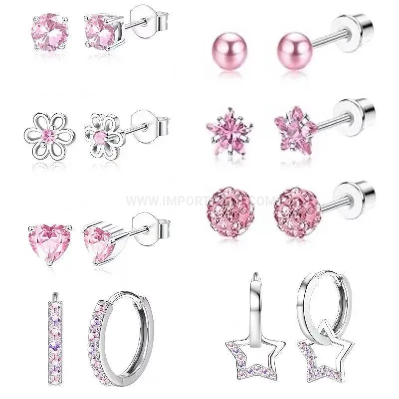 Trendy Retro Stainless Steel Heart and Clay Ball Cartilage Stud