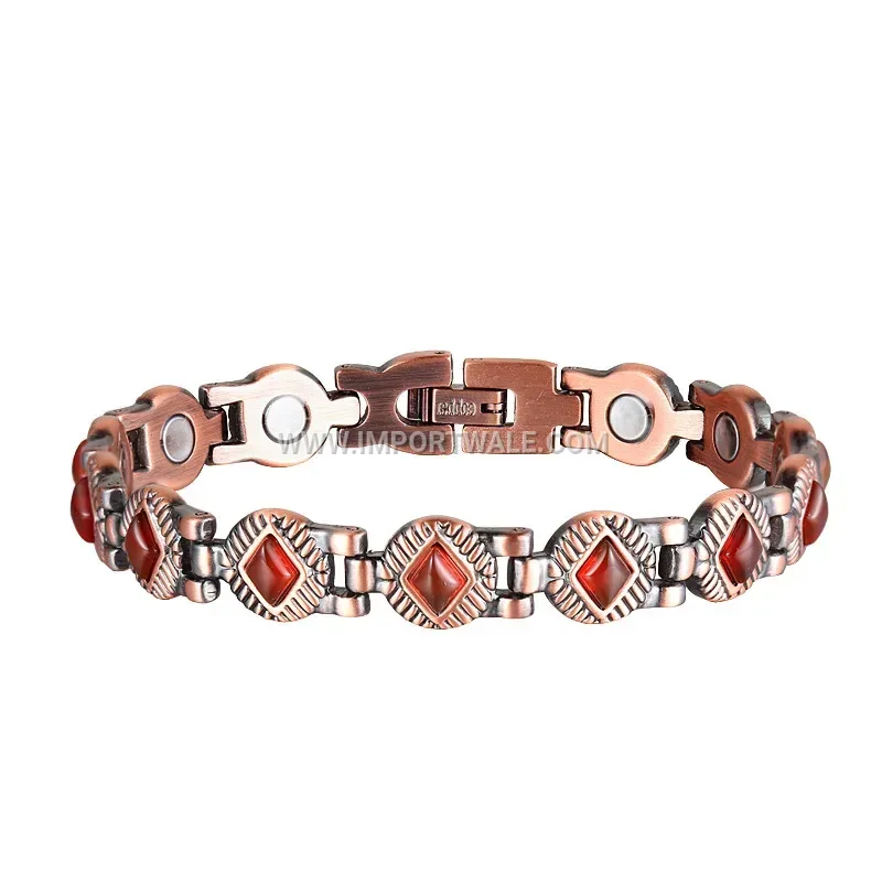 Wavy Stainless Steel Bio Magnetic Stone Bracelet