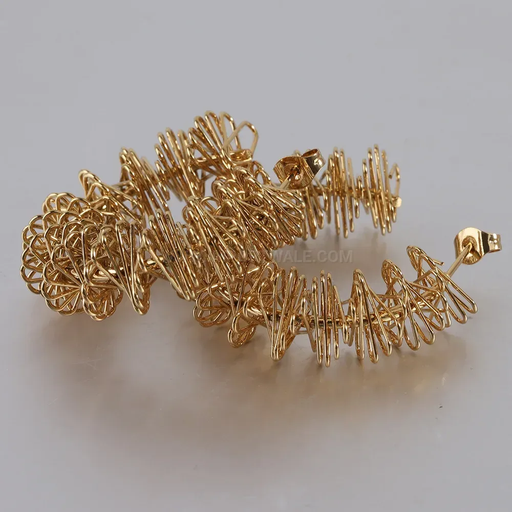 Elegant Twisted Geometric Cutout Stainless Steel Hoop Earrings