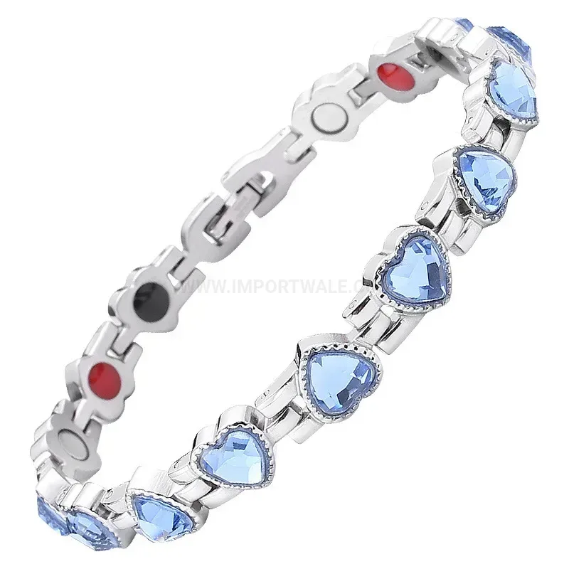 Premium Women's Heart Crystal Titanium Steel Magnetic Bracelet
