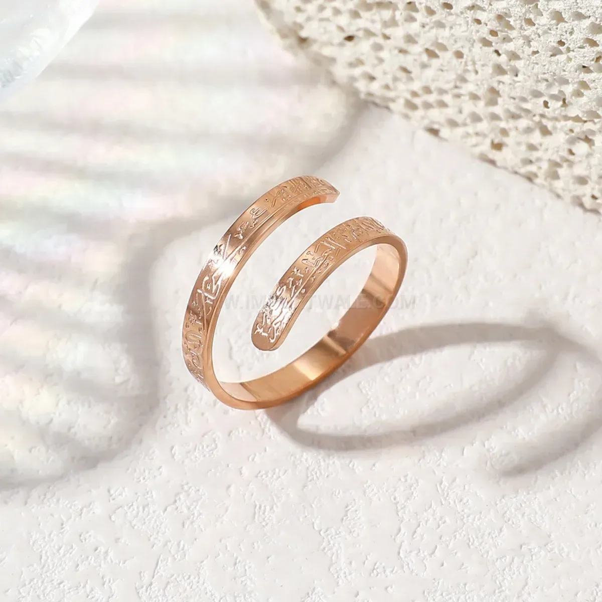 Adjustable Gold Plated Stainless Steel Open Script Ring